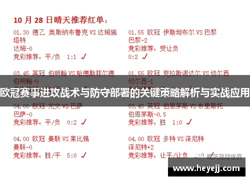 欧冠赛事进攻战术与防守部署的关键策略解析与实战应用